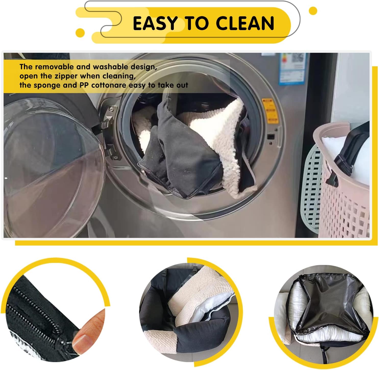 Asiento de automóvil para perros, asiento elevador para mascotas para perros pequeños y medianos con correa de seguridad con clip y bolsillo de