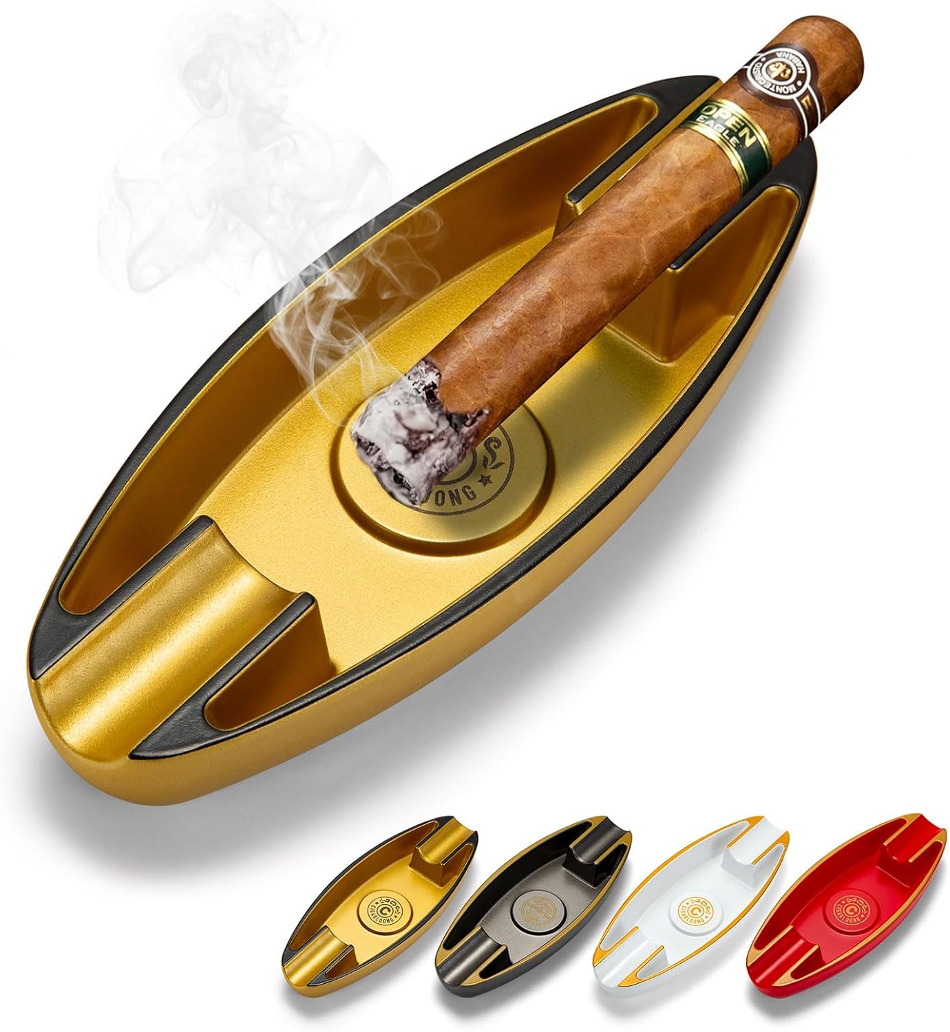CIGARWONG Cenicero de cigarros con 2 portavasos, cenicero portátil de viaje, único para exteriores e interiores