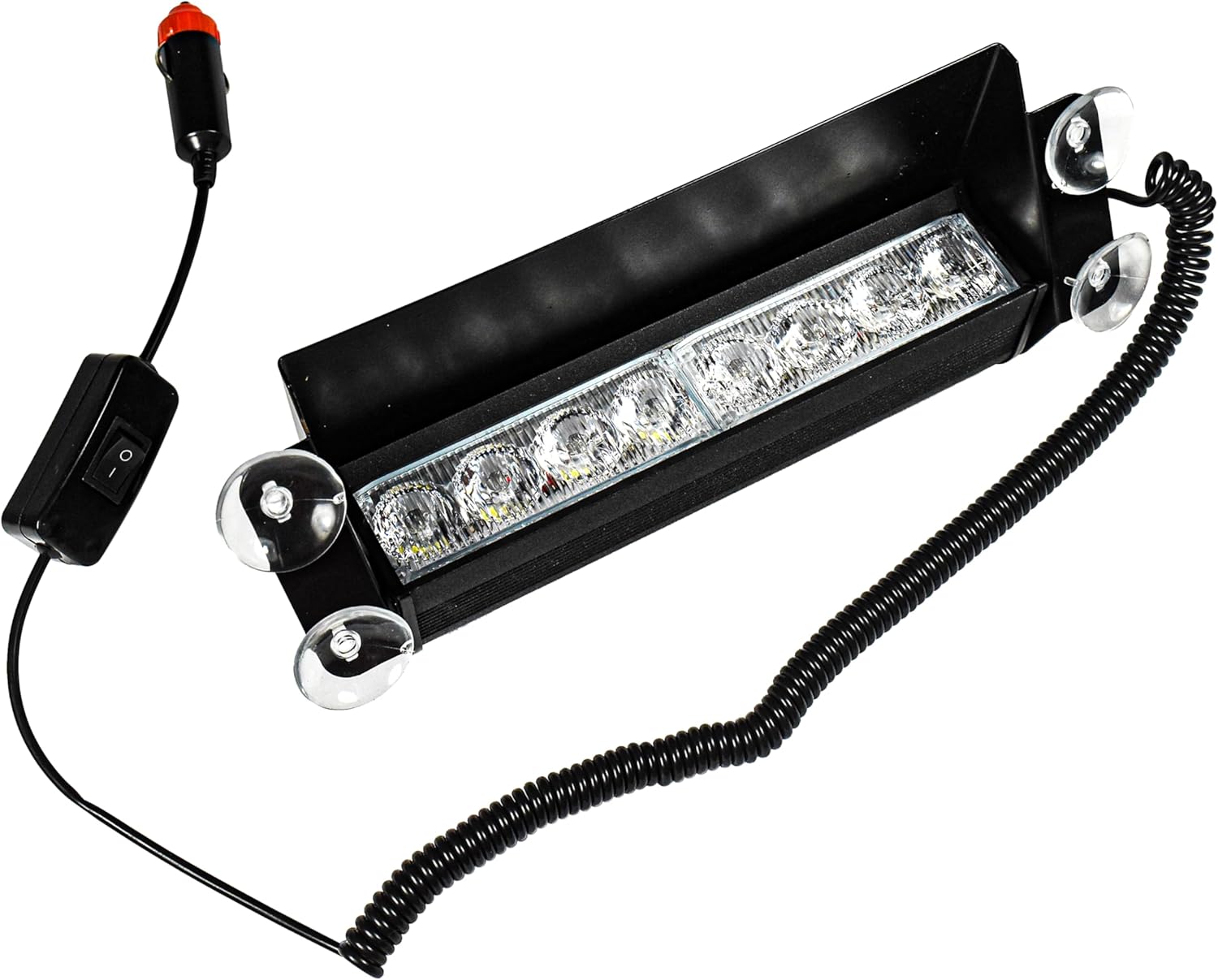 HQRP 8-LED CocheCamión Visera Tablero de Emergencia Estroboscópica Luz BlancaÁmbar Lámpara Bar