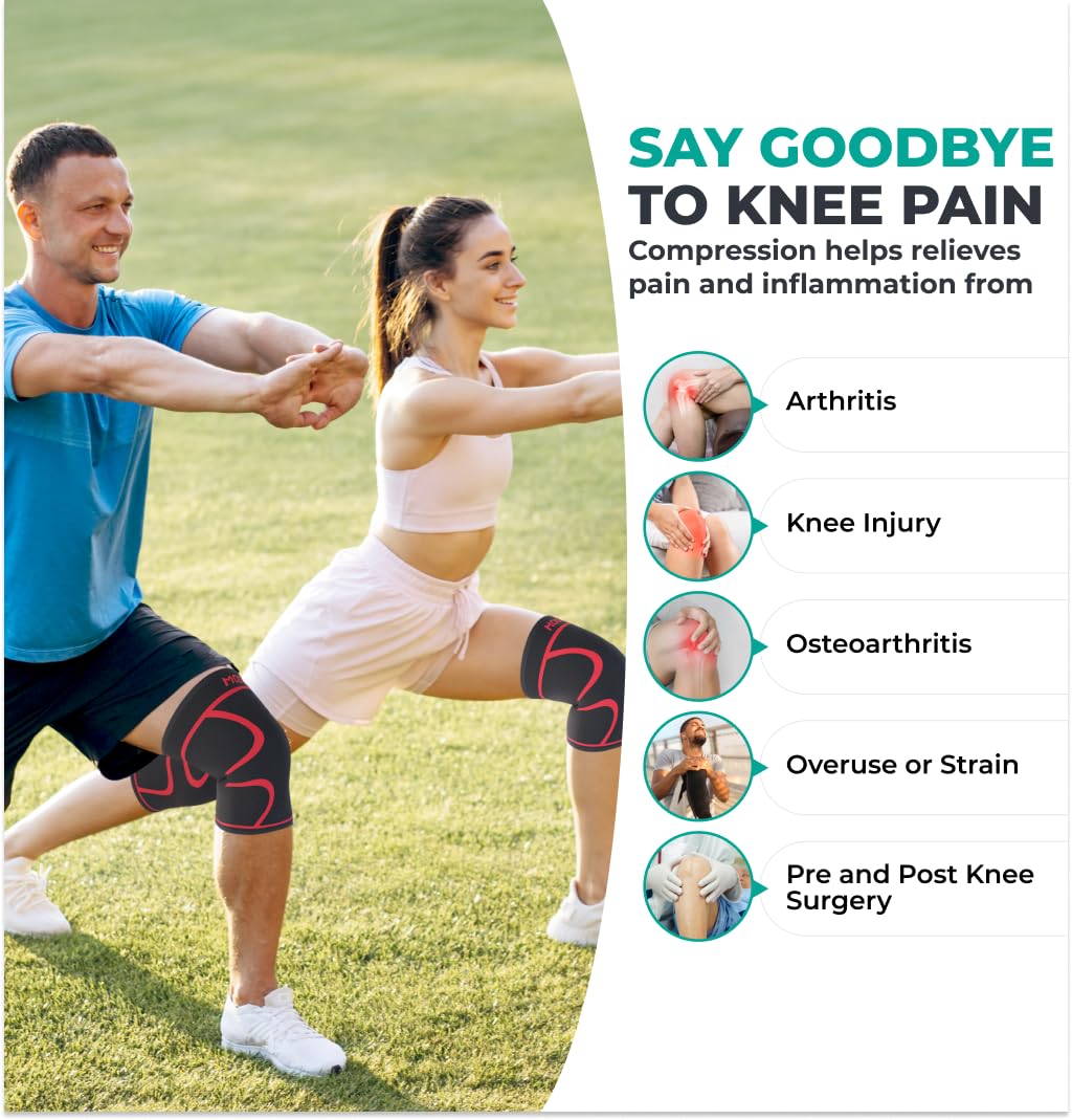 Modvel Rodilleras para dolor de rodilla para mujeres y hombres, paquete de 2 rodilleras para dolor de rodilla, rodillera de compresión, soporte de