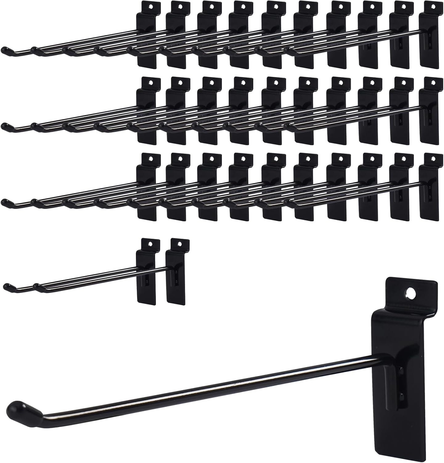 7RiversART 32 ganchos de pared de listones de 4 pulgadas, accesorios para panel de exhibición, ganchos y ganchos para almacenamiento de garaje,