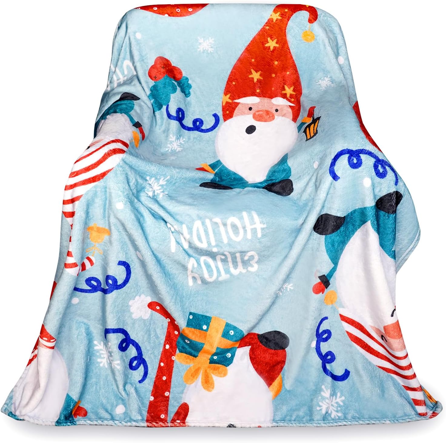 Manta de gnomo, manta de gnomo de Navidad, manta de franela decorativa para sofá, decoración del hogar, suave, cálida, linda, manta de Navidad