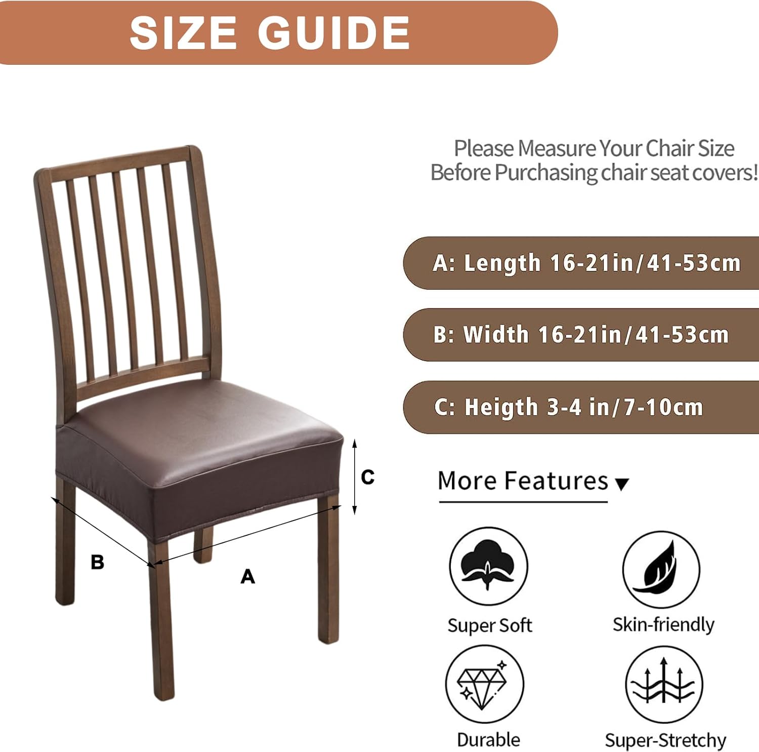 Eco-Ancheng Funda para silla de comedor, fundas impermeables para sillas de comedor, 2 unidades, piel sintética, funda para silla de comedor, funda