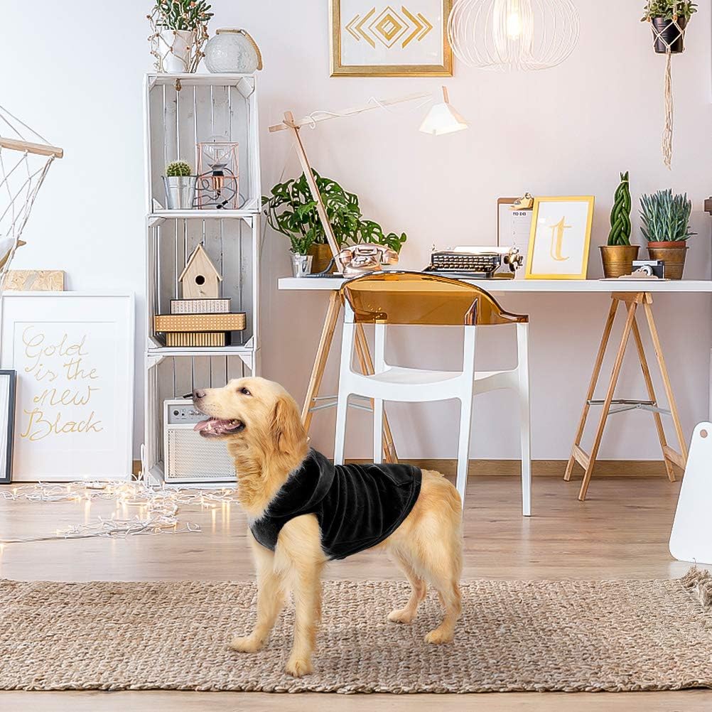 Sudaderas de polar para perros, con capucha, bolsillo, para clima frío, primavera, Chaleco, Sudadera con junta tórica, XL, Negro