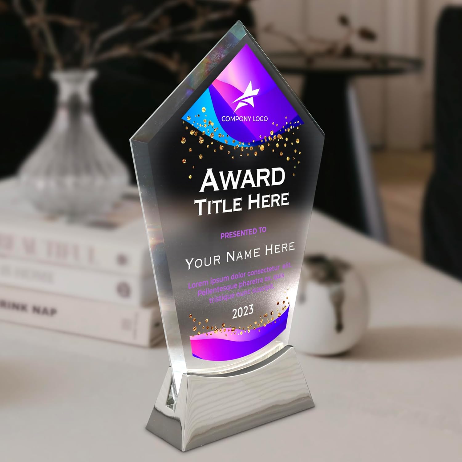Basic Fundamentals Placa de vidrio personalizada de 8 12 pulgadas, placa como premios y trofeos, placas para empleados de jubilación del mes regalos