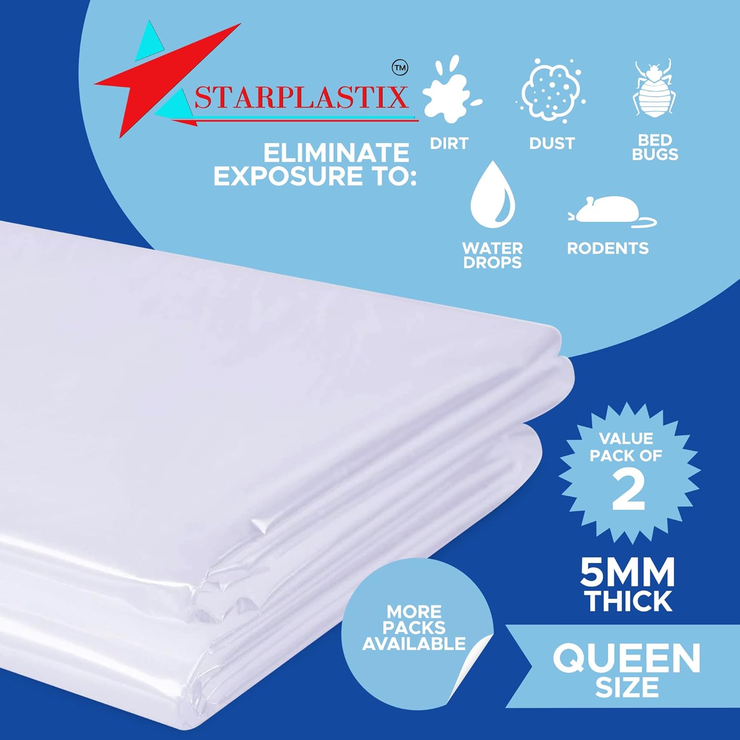 Bolsas de colchón para mudanzas tamaño Queen  Bolsa de almacenamiento de colchón resistente paquete de 2 Fundas de colchón impermeables de plástico