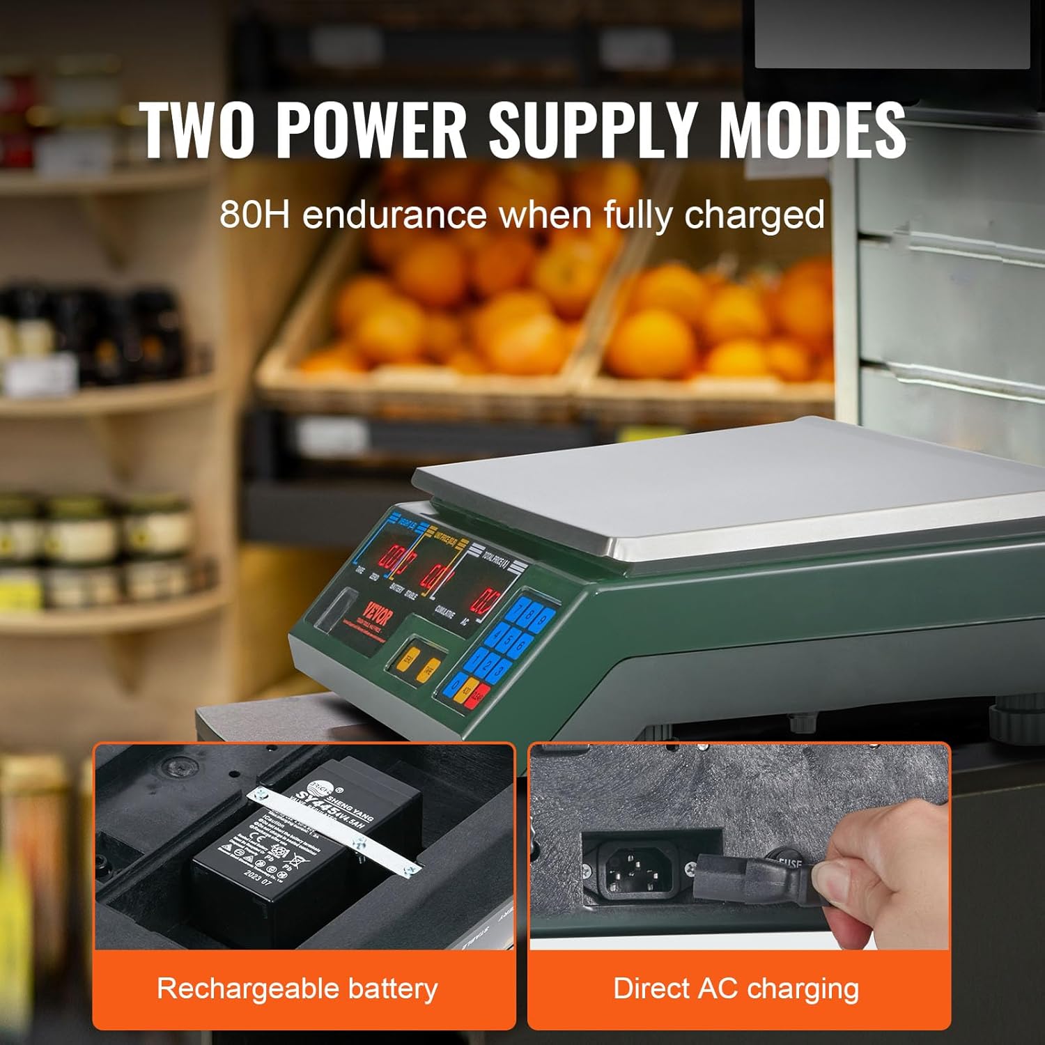 VEVOR Báscula electrónica de computación de precios, básculas digitales de 66 libras, LED digital comercial, alimentos, frutas, carne, conteo de