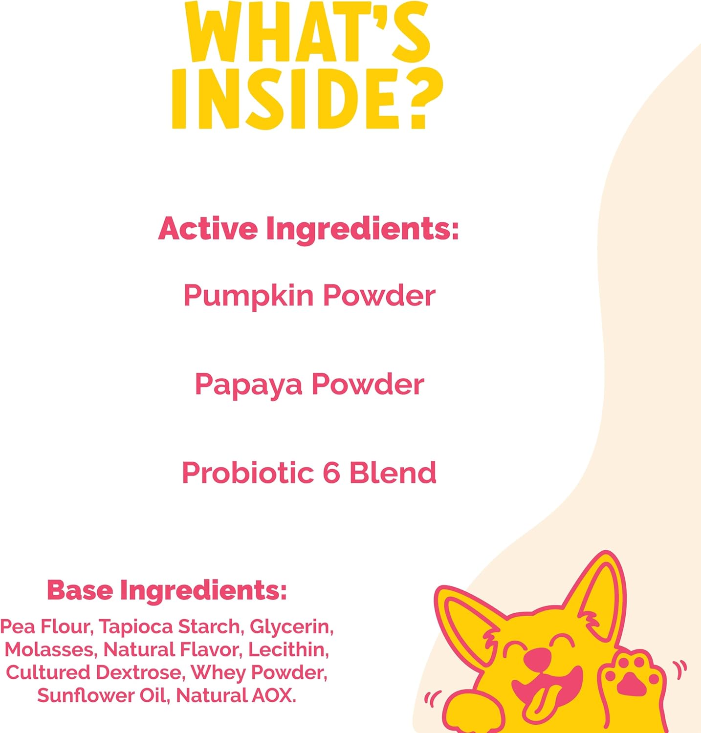 LuckyTail – Masticables probióticos para perros, salud intestinal para perros, esenciales para el abdomen para perros, polvo de calabaza para