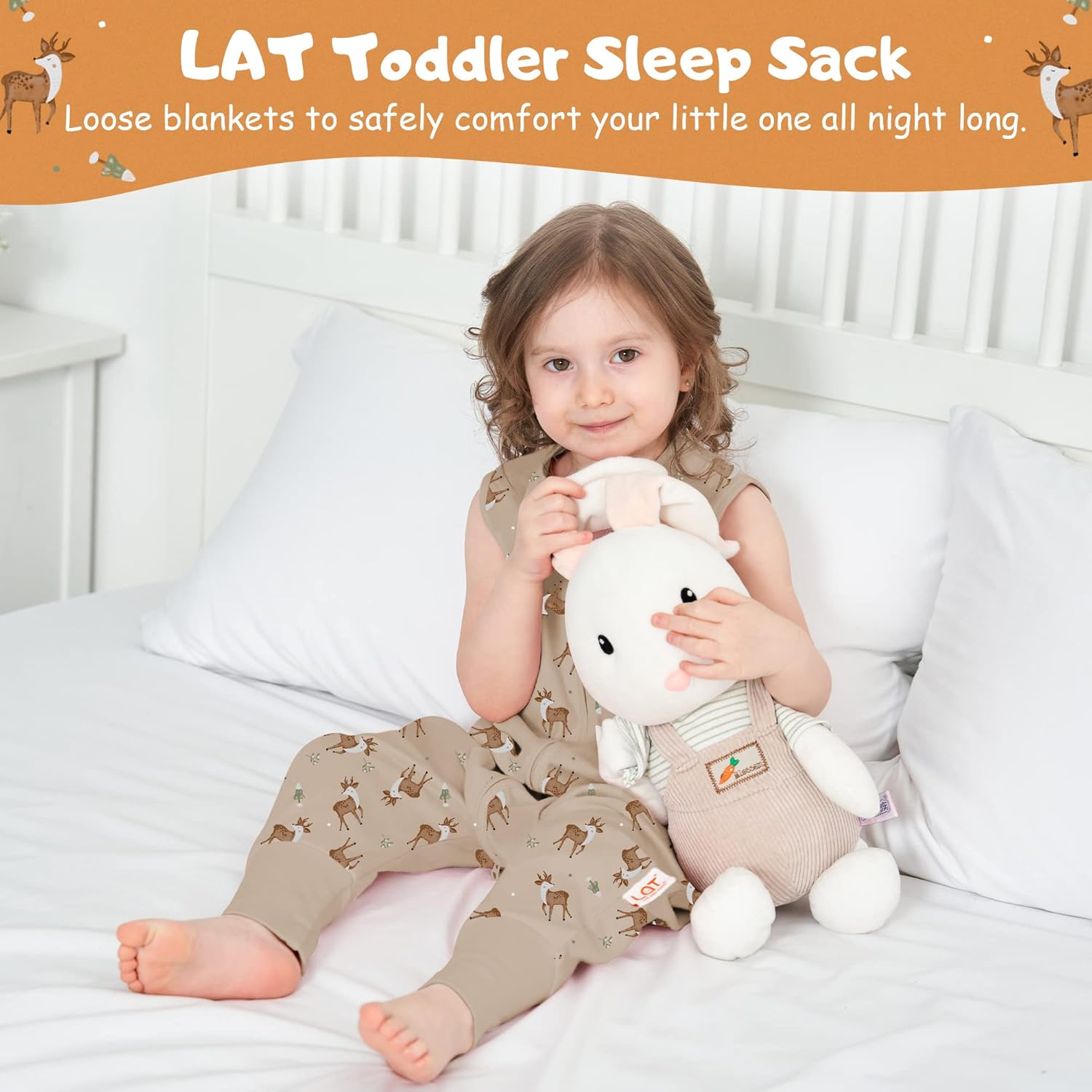 LAT – Saco de dormir para bebé, saco de dormir de algodón sin mangas para niños pequeños con piernas, manta con cremallera 6M-4T