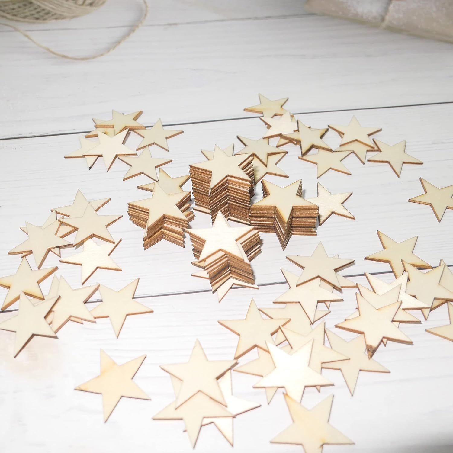 Estrellas pequeñas de madera de 1 pulgada para manualidades, 200 piezas de adornos de madera sin terminar para hacer banderas de madera y