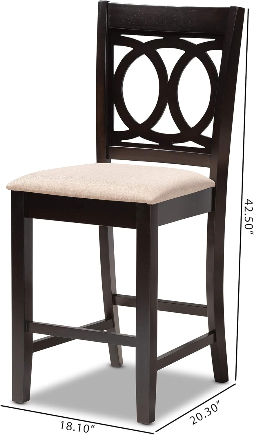 Baxton Studio Lenoir – Silla de pub moderna y de altura de mostrador, tapizada con tela de arena, color marrón expreso, altura de mostrador