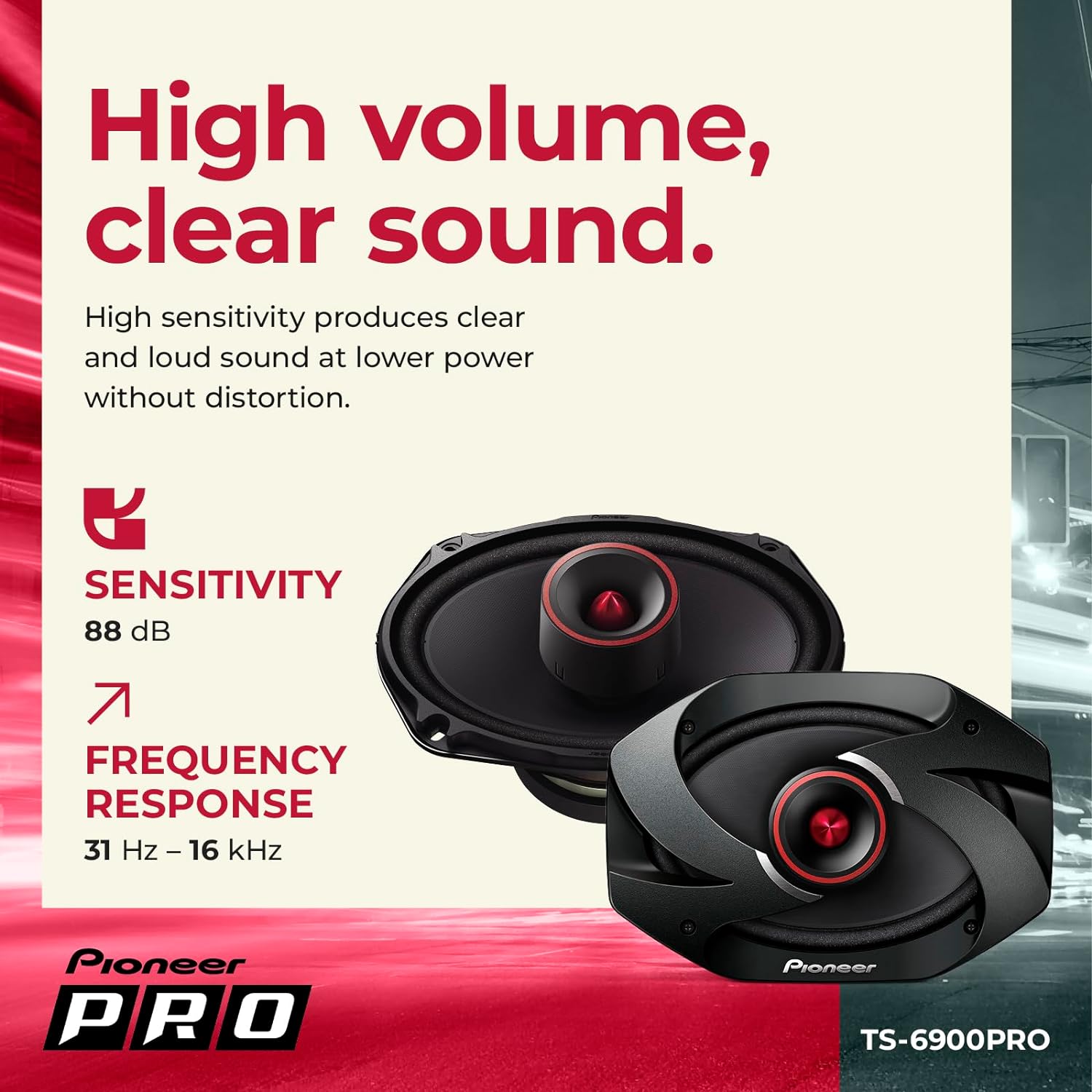 Pioneer TS6900PRO PRO Series – Altavoz de 6 x 9 pulgadas, 2 vías, 600 W MAX 2, color negro