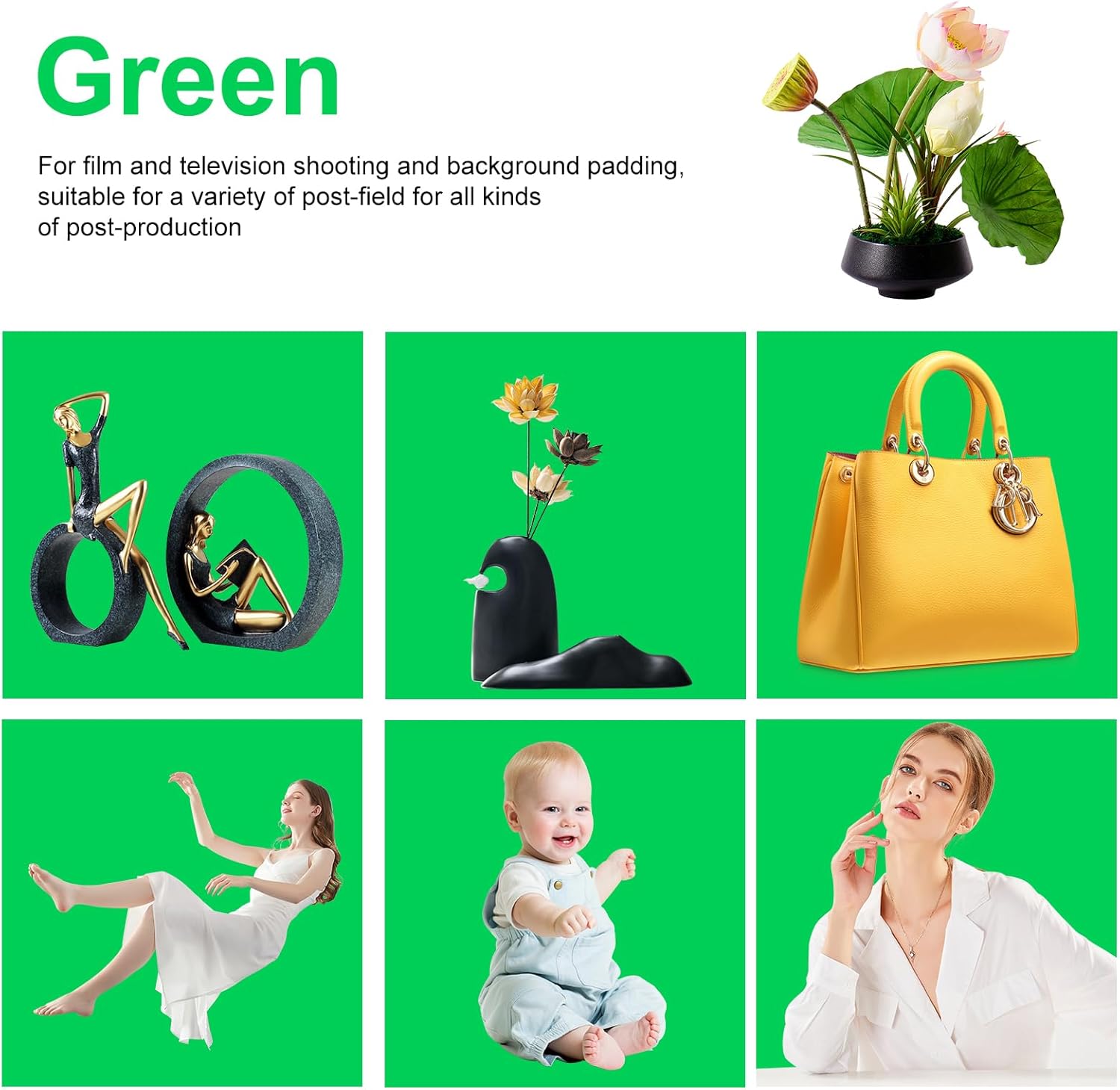 PULUZ – Fondo de pantalla verde pequeño para fotografía, fondo de fotos de tela verde de 3.3 x 6.6 pies, cortina lavable con 4 abrazaderas para