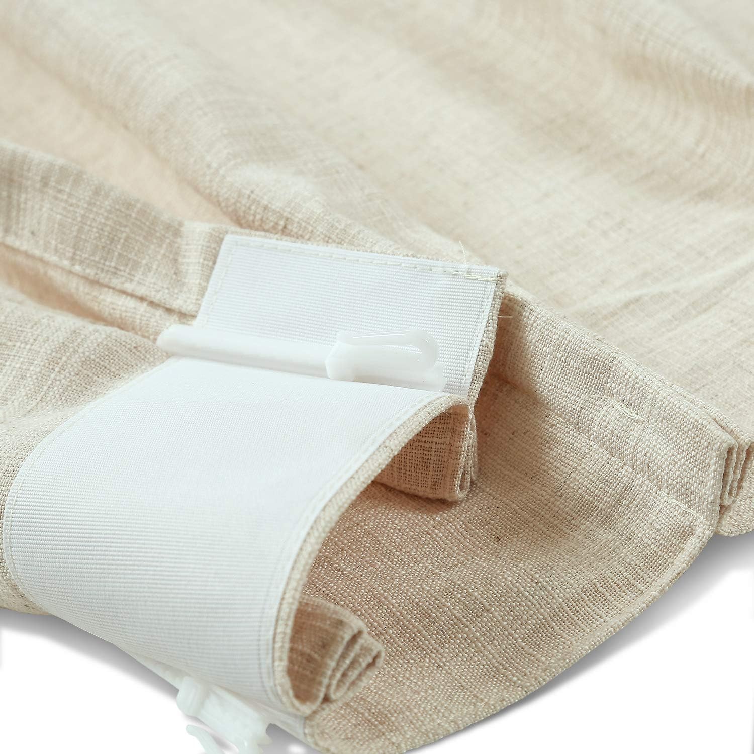 Macochico Cortinas opacas plisadas de lino texturizado con forro opaco y aislamiento térmico para ventana de dormitorio, divisor de habitación,