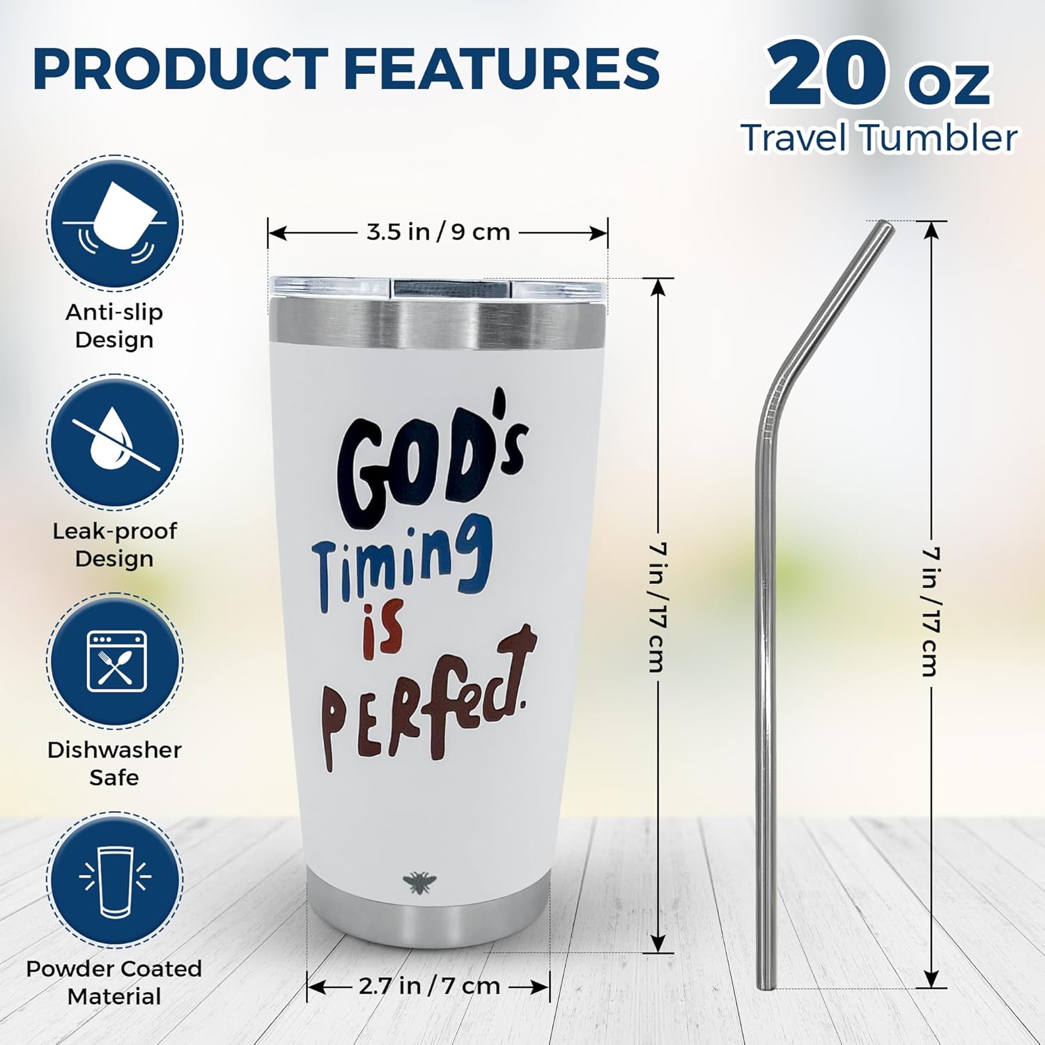 Vaso de café de viaje de 20 onzas con tapa deslizante y pajilla, taza de café de acero inoxidable a prueba de derrames, acero inoxidable aislado,