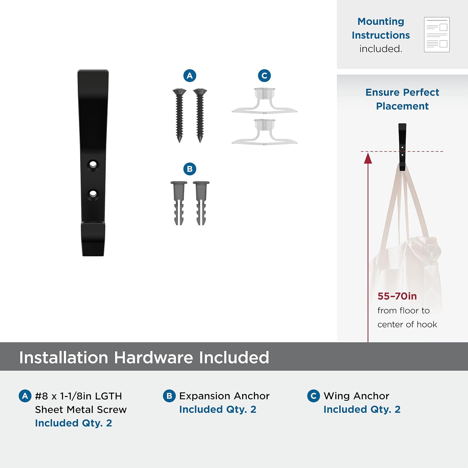 Amerock H37003MB  Gancho decorativo de pared Emerge de doble punta, gancho negro mate para abrigos, sombreros, mochilas, bolsas  Ganchos para baño,