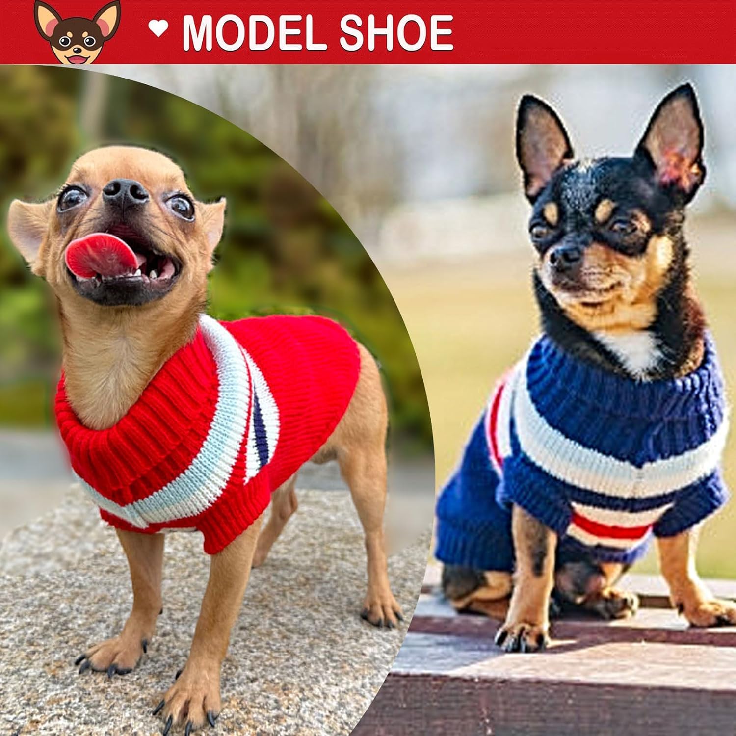 Suéter de punto a rayas para perro, ropa de invierno para perros pequeños, suéter de chihuahua, suéteres cálidos de invierno para cachorros, suéter