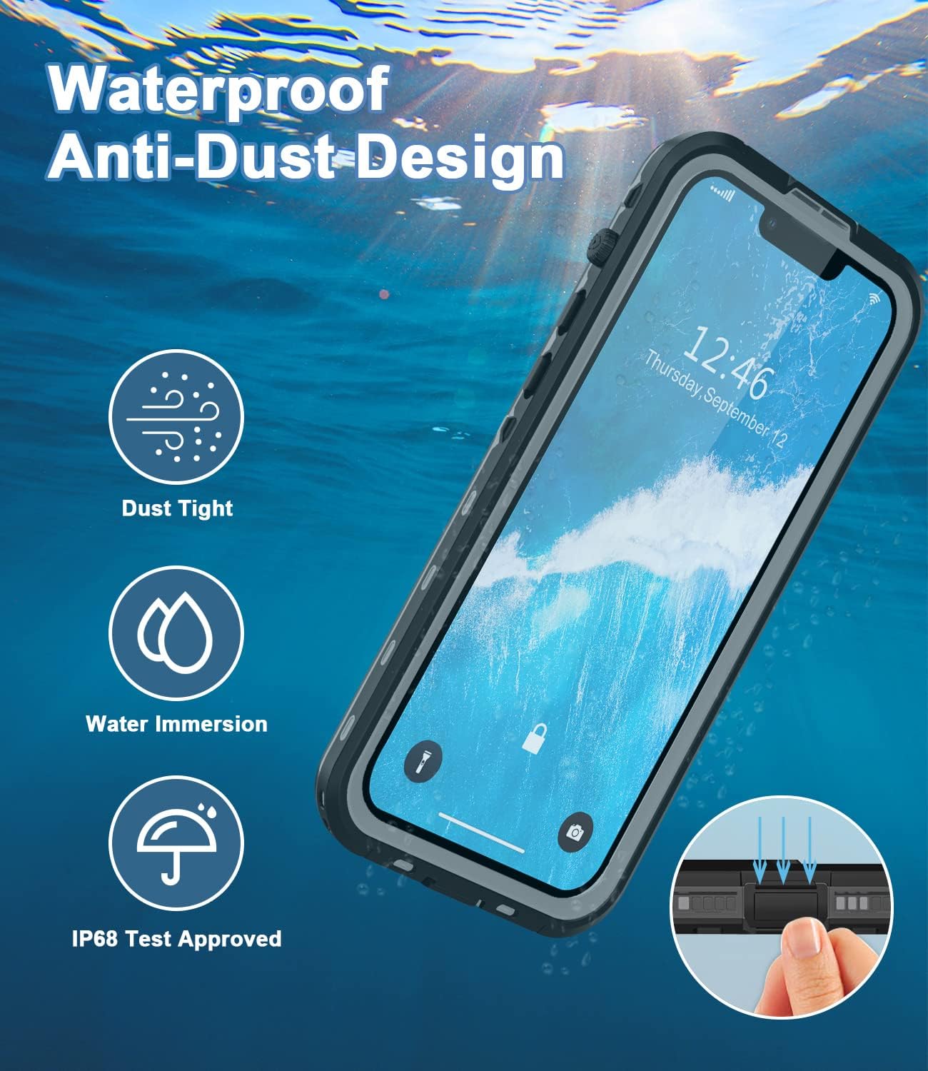 Funda impermeable diseñada para iPhone 13 Mini, a prueba de golpes, a prueba de polvo, con protector de pantalla, funda protectora completa para
