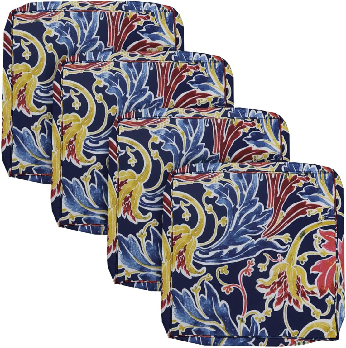 BELLRINO Juego de 4 fundas de cojín decorativas impermeables para exteriores, de 24 x 24 x 4 pulgadas, para silla, asiento, jardín, banco, porche,