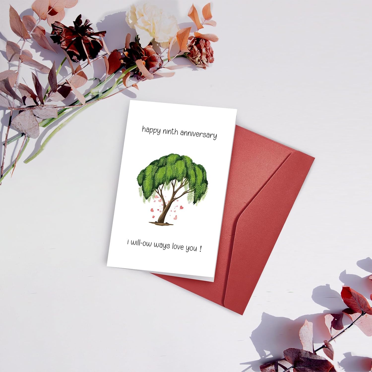 SuperShunhu Divertida tarjeta de 9 aniversario para marido y esposa, tarjeta de noveno aniversario de Willow, tarjeta de aniversario de 9 años,