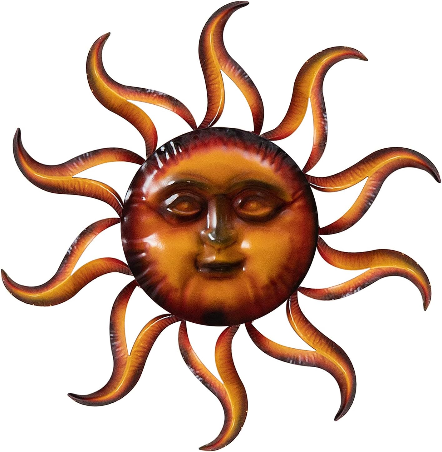 TICKCACY Decoración de pared de sol de metal, arte de pared de sol de 27.5 pulgadas para colgar en interiores y exteriores, arte de cara de sol,