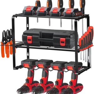 Organizador de herramientas eléctricas para montaje en pared, organizador de herramientas eléctricas con 4 soportes de almacenamiento, organizador Organizador de herramientas eléctricas para montaje en pared, organizador de herramientas eléctricas con 4 soportes de almacenamiento, organizador