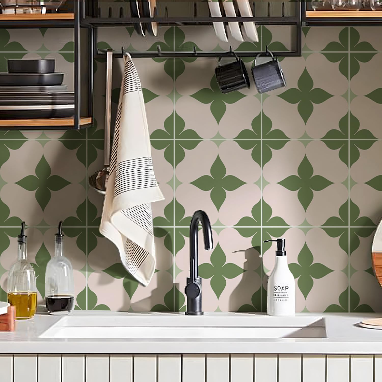 10 azulejos de despegar y pegar, impermeables, para salpicaduras de cocina, azulejos de PVC, autoadhesivos, azulejos nórdicos de pared, azulejos de