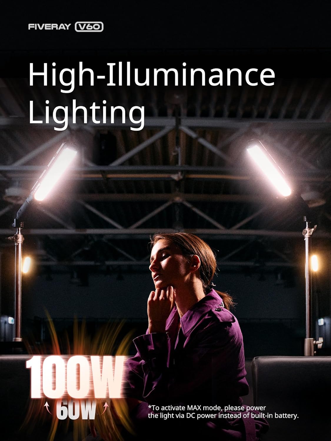 ZHIYUN V60 – Combo de varitas de luz de video, portátil de 60 W LED regulable, iluminación de fotografía de mano para estudio fotográfico,