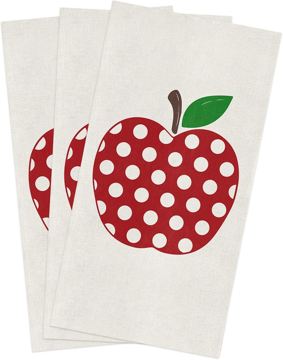 Wave Points – Toalla de cocina absorbente con manzanas rojas, paquete de 3, toallas de mano suaves y reutilizables, toallas de mano suaves y