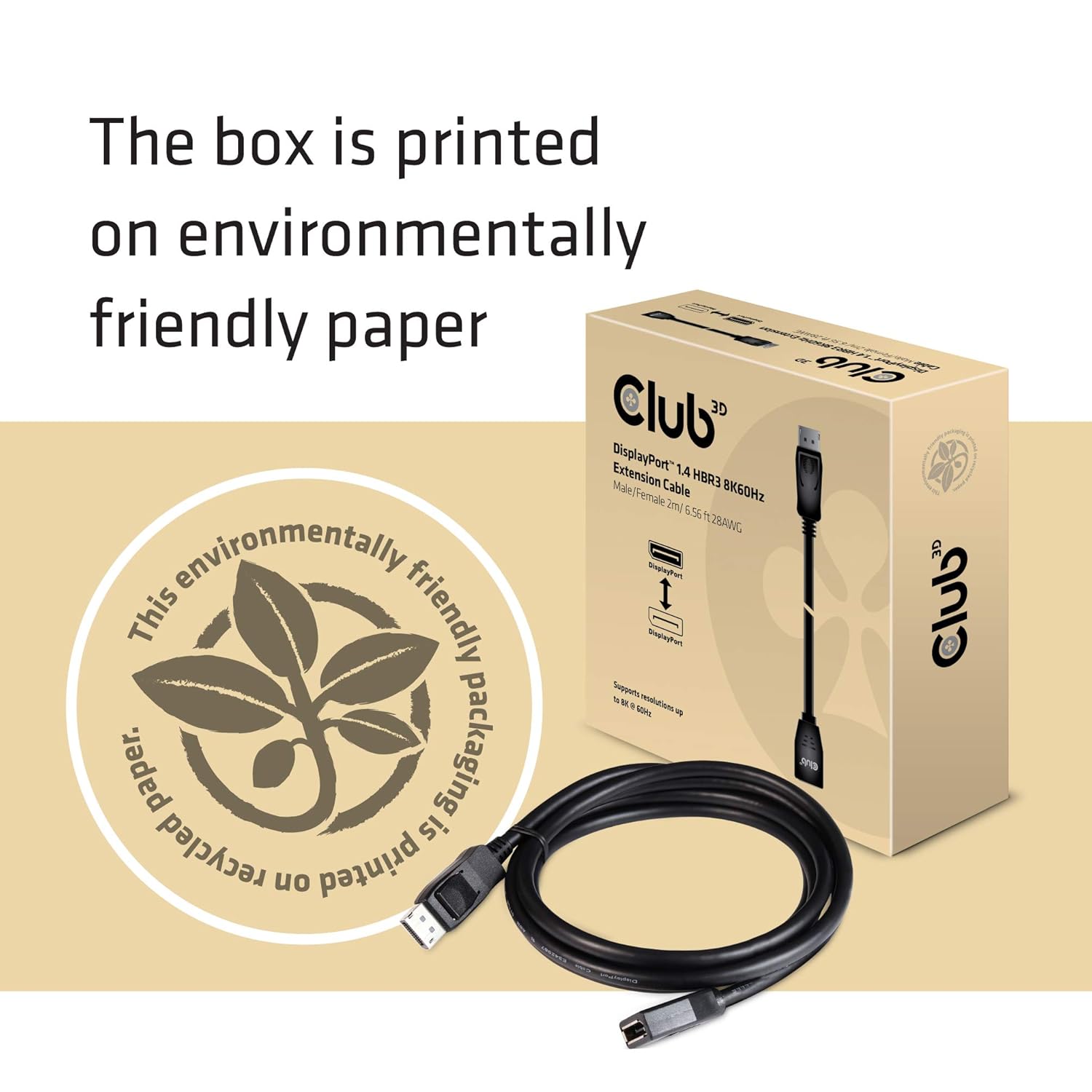 Club 3D Cable de extensión CAC-1022 DisplayPort 1.4 HBR3 8K60Hz o 4K144Hz MF 6.6 ft 6.56 pies
