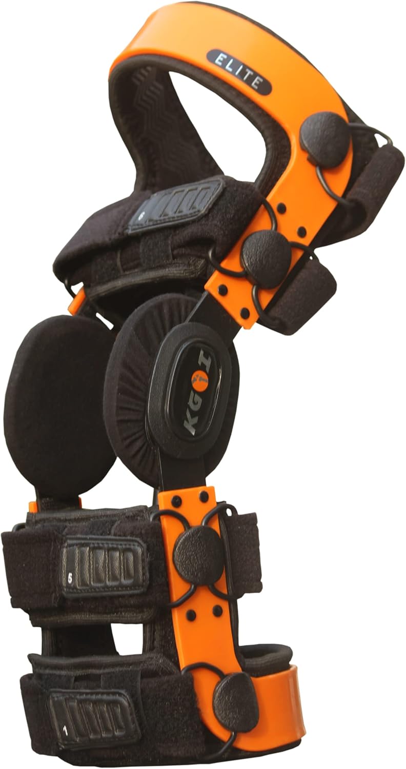 KGOI ELITE – Rodillera, flexible, ajustable con bisagras de engranaje de acero inoxidable para ligamento, lesiones deportivas, artritis, alivio del
