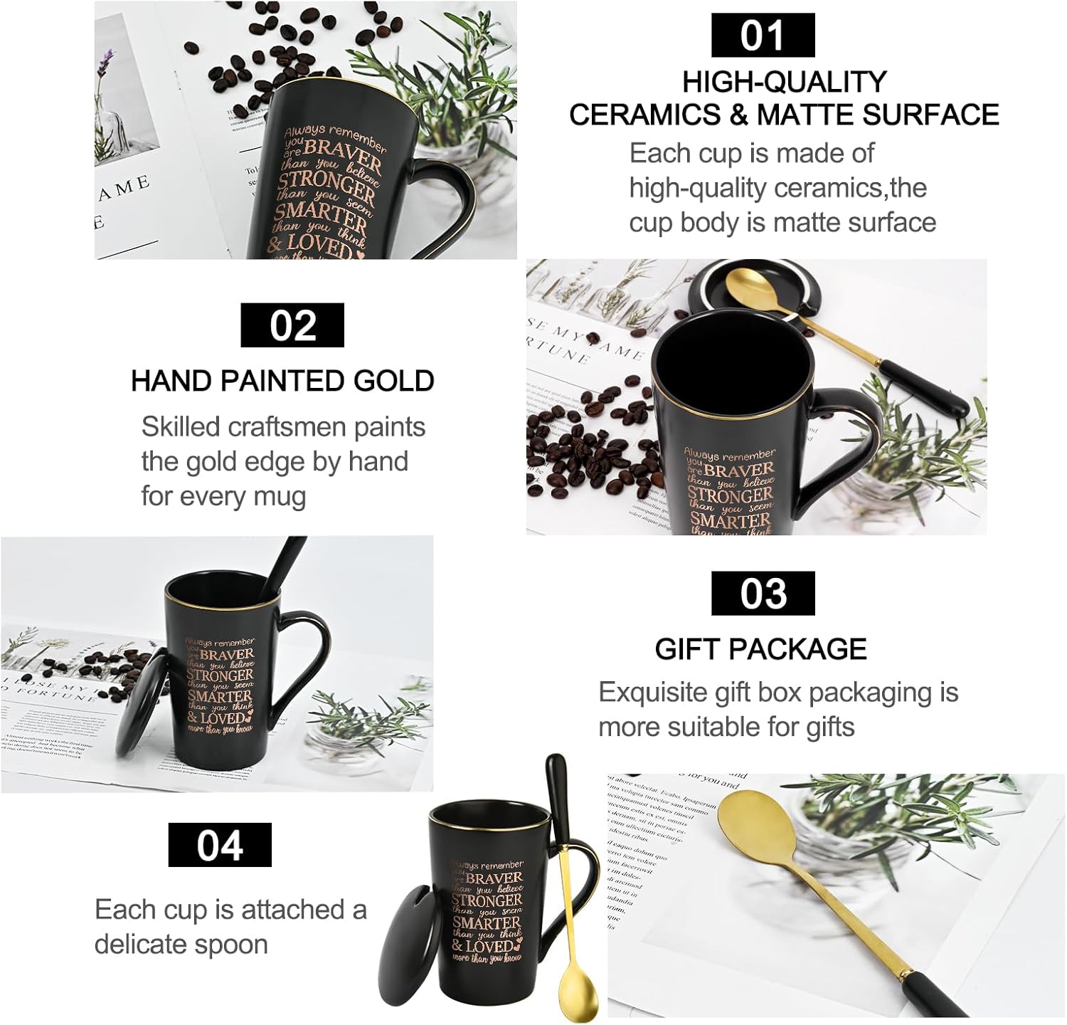 YHRJWN Taza inspiradora con texto en inglés “Always Remember You Are Braver Than You Believe, You Are Loved”, regalos para mujeres con cáncer,