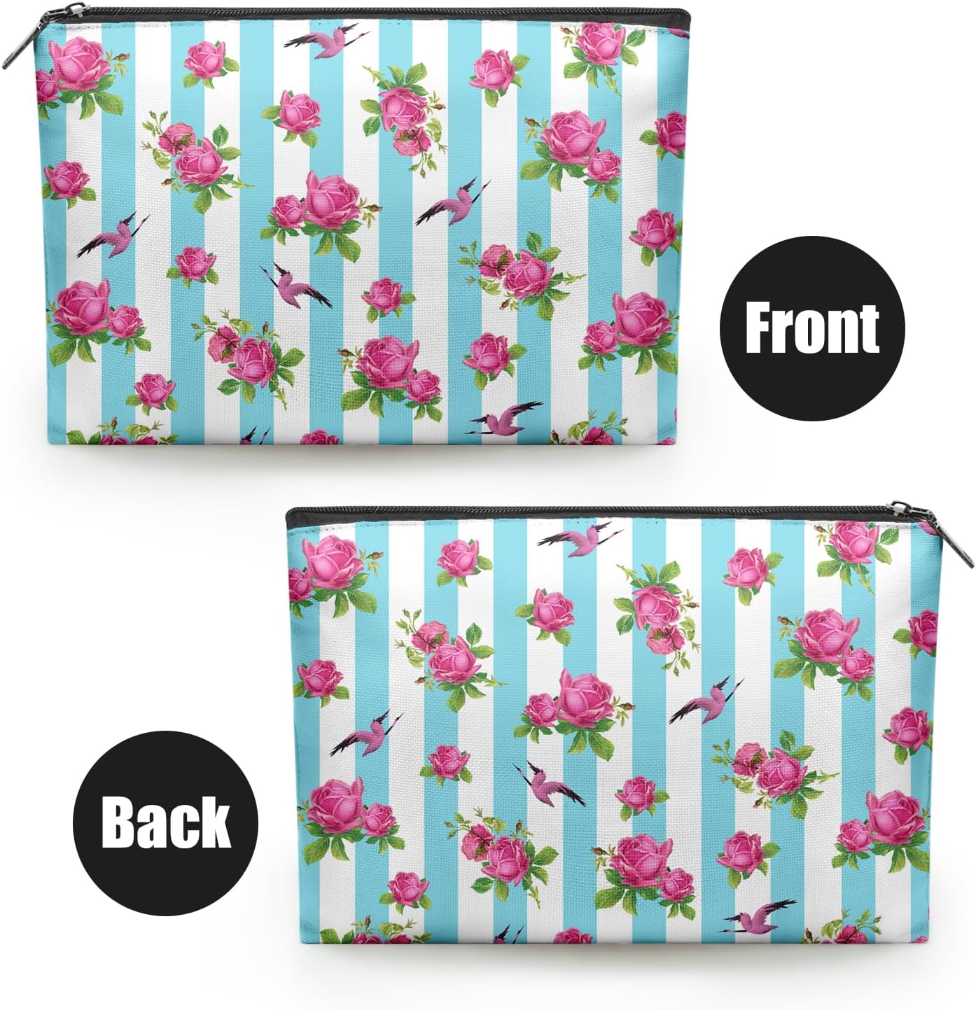 Dacawin Bolsa de cosméticos de flores de girasol para mujer, bolsas de maquillaje de flores amarillas, bolsa de aseo a cuadros blancos y negros,