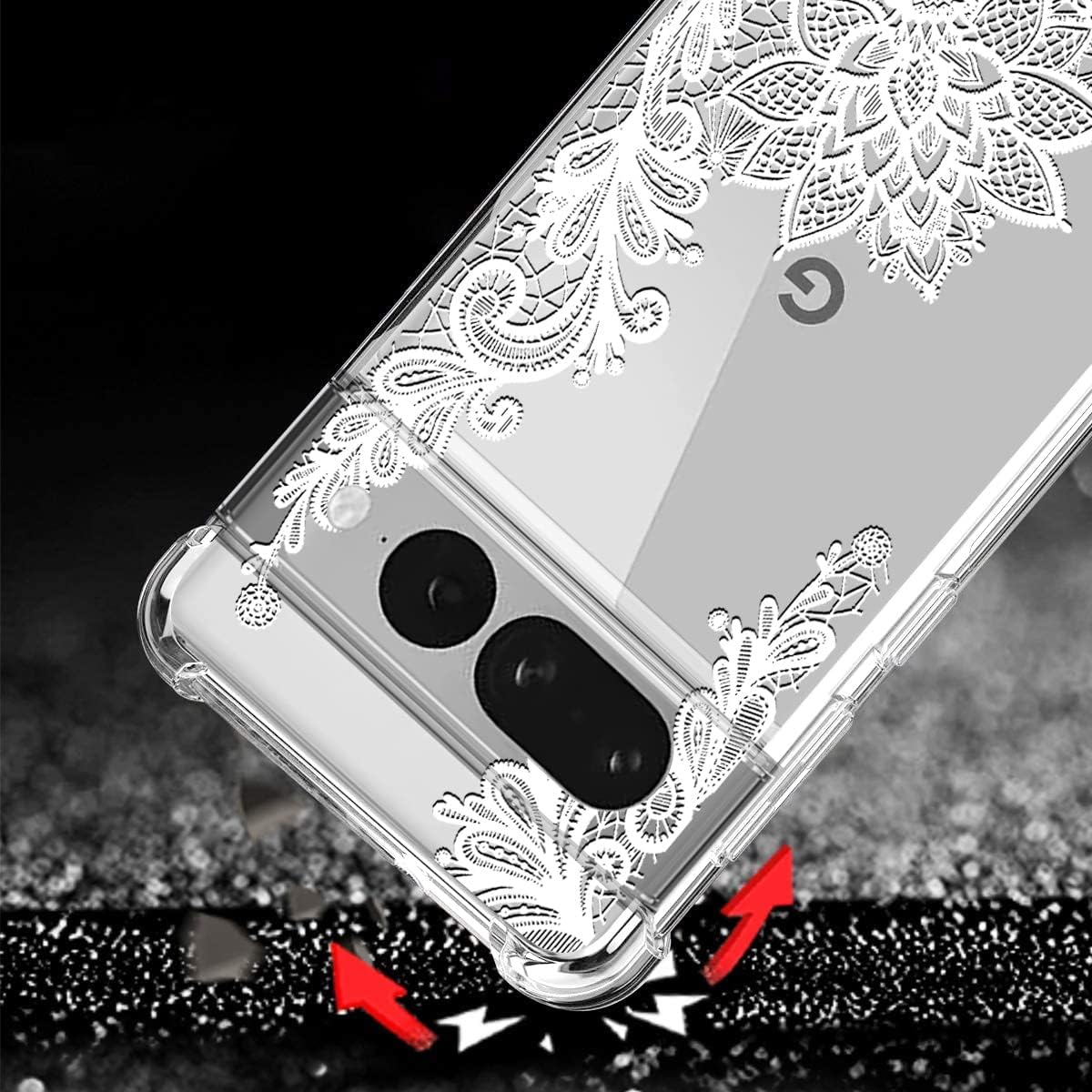 Paquete de 3 fundas para Google Pixel 7 Pro, absorción de golpes, antiarañazos, transparente, suave, TPU para Google Pixel 7 Pro (2022), flor
