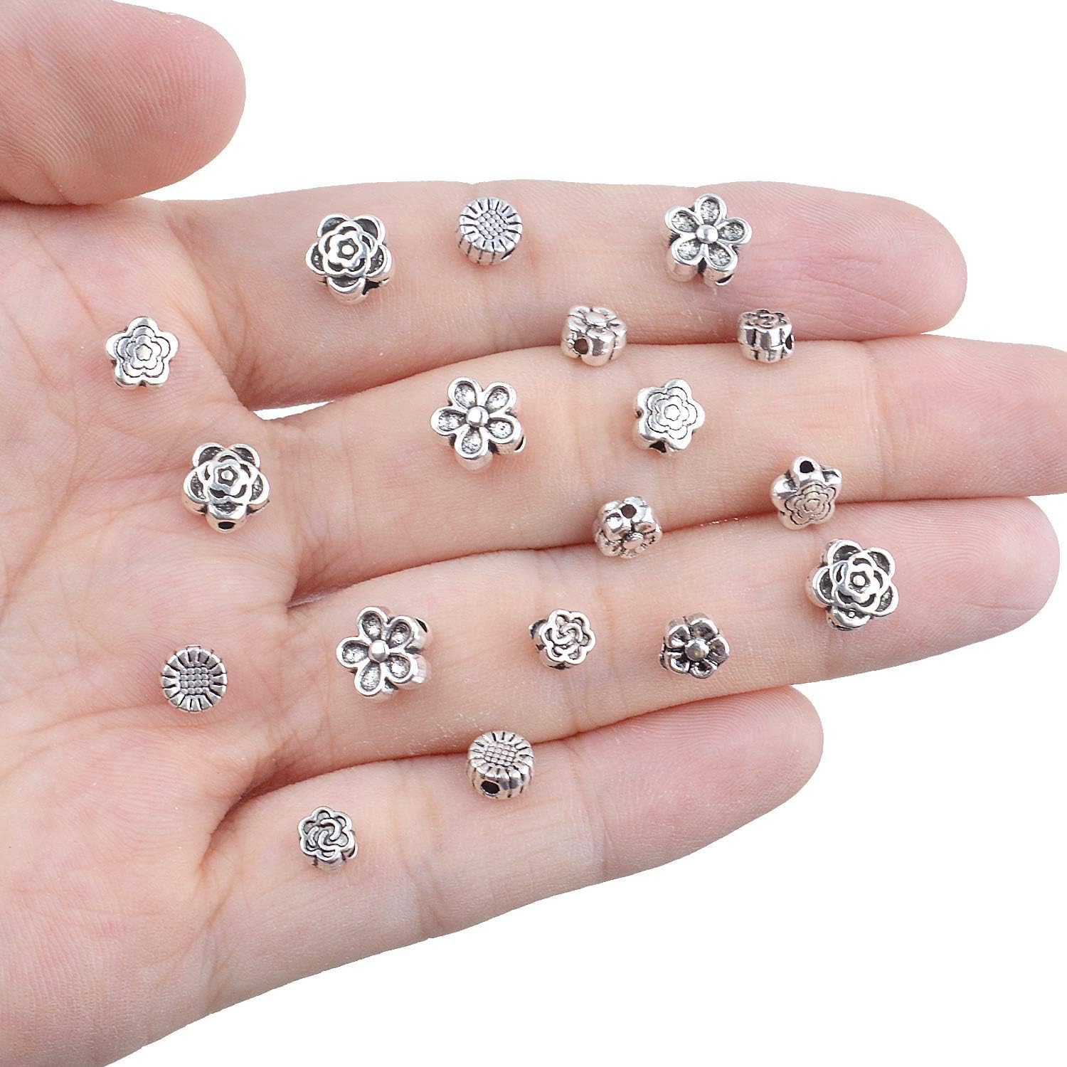 Cuentas espaciadoras de aleación, 120 cuentas espaciadoras de plata antigua, cuentas de plata tibetana para hacer joyas, pulseras y collares, 6