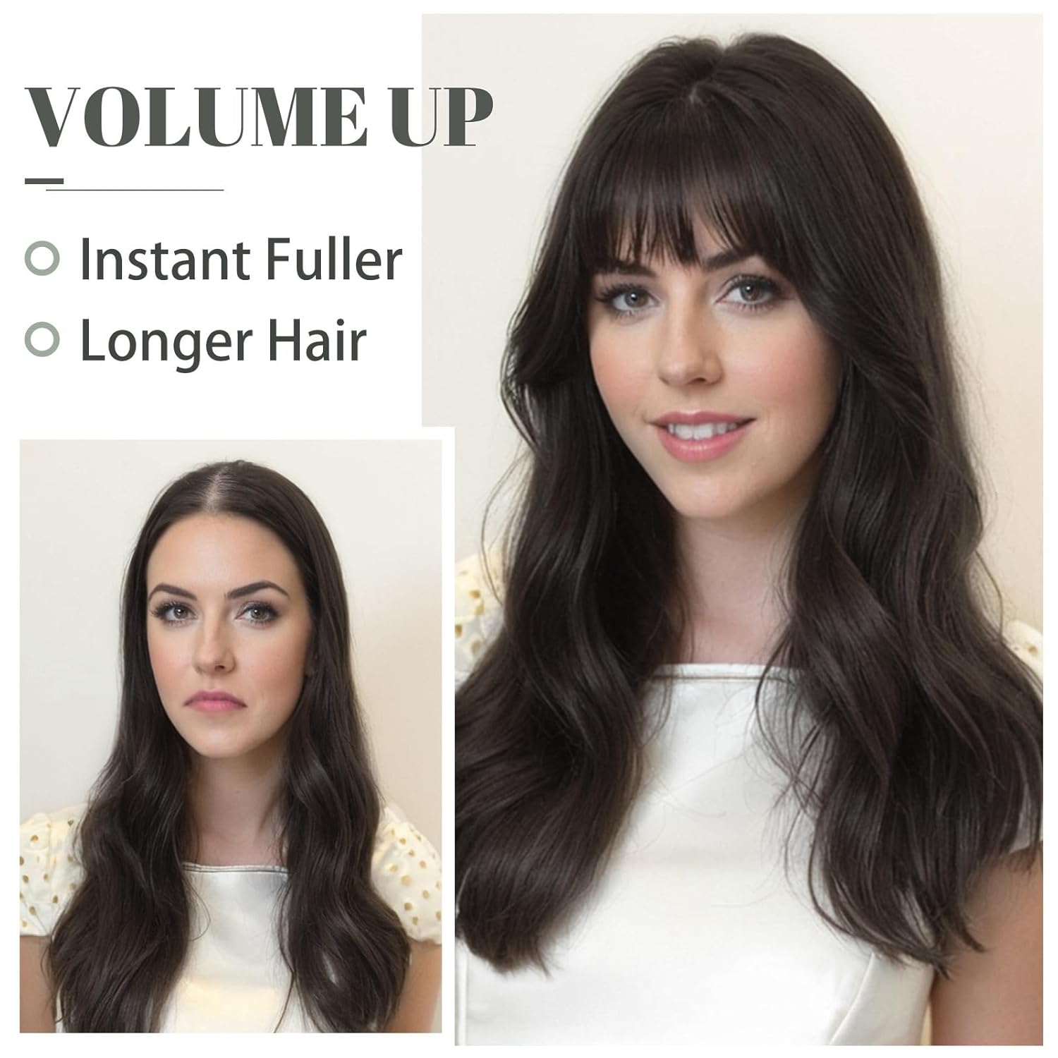 MY-LADY Toppers para mujer con cabello fino de 18 pulgadas, piezas de cabello para mujer, pelucas con flequillo de 6 x 6 pulgadas, base de encaje