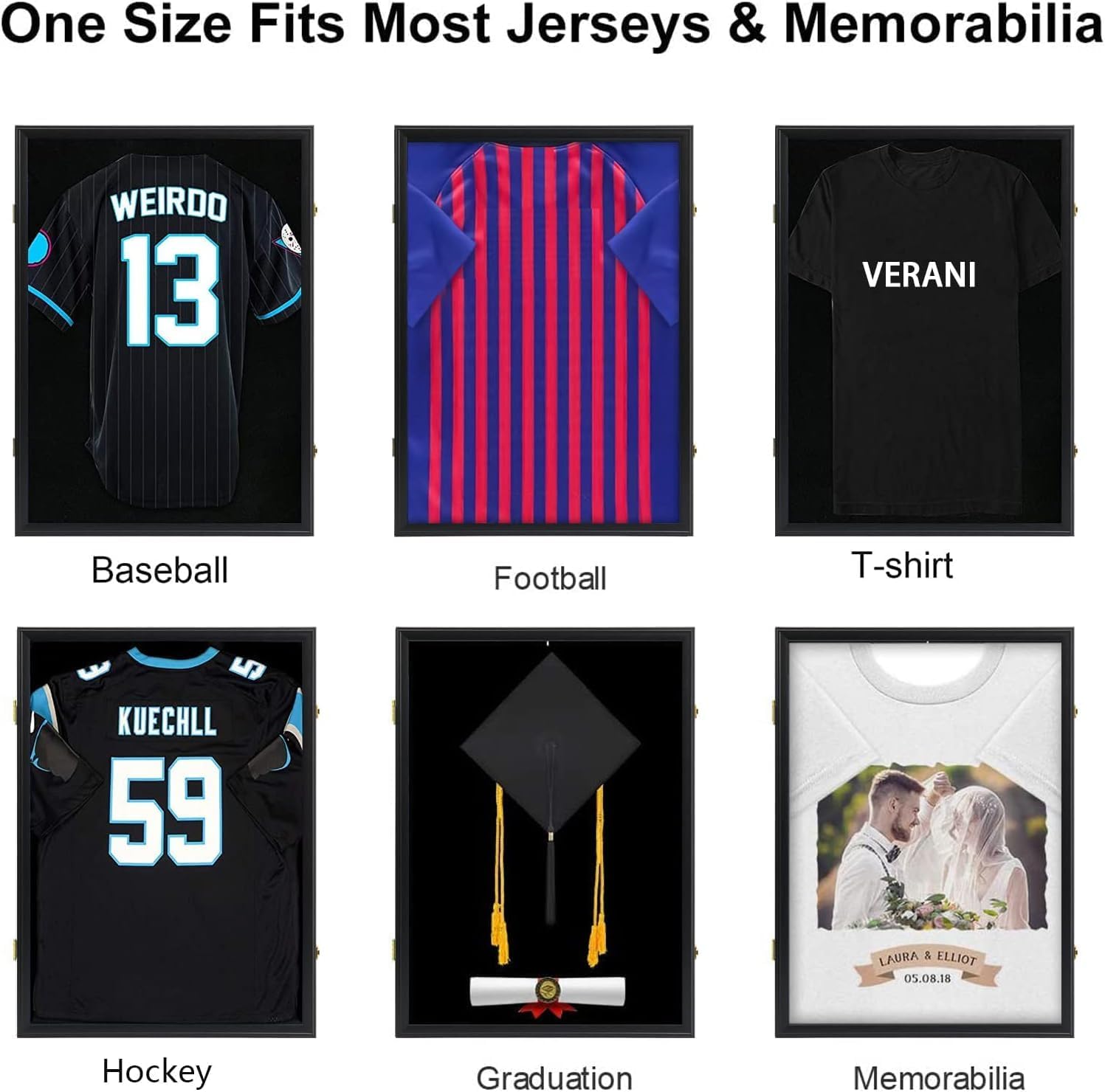 VERANI Paquete de 2 vitrinas con marco de jersey, marco de exhibición de jersey, caja de sombra de jersey con 98% de protección UV, acrílico para