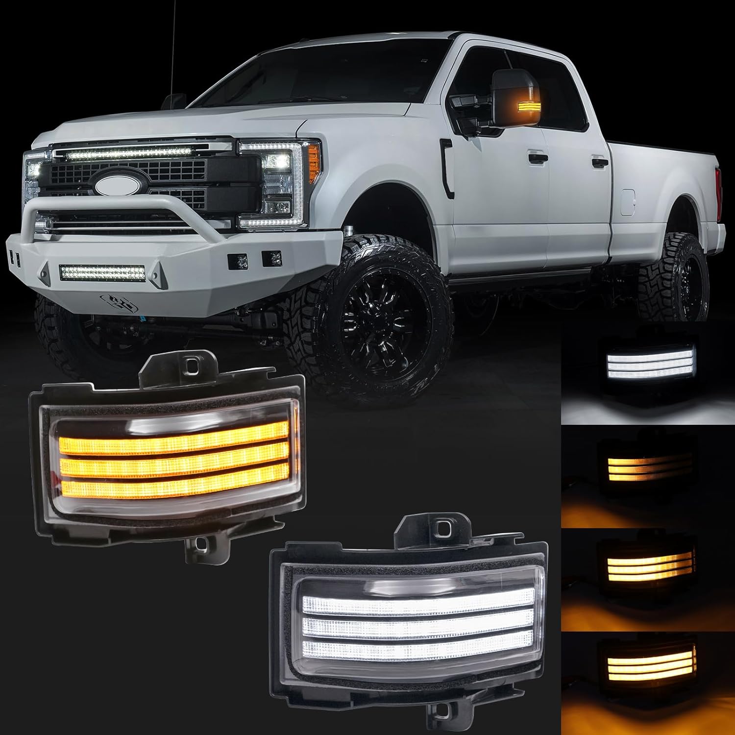 Espejo de remolque secuencial LED compatible con F150 2015-2022F250 F350 F450 Super Duty 2017-2022