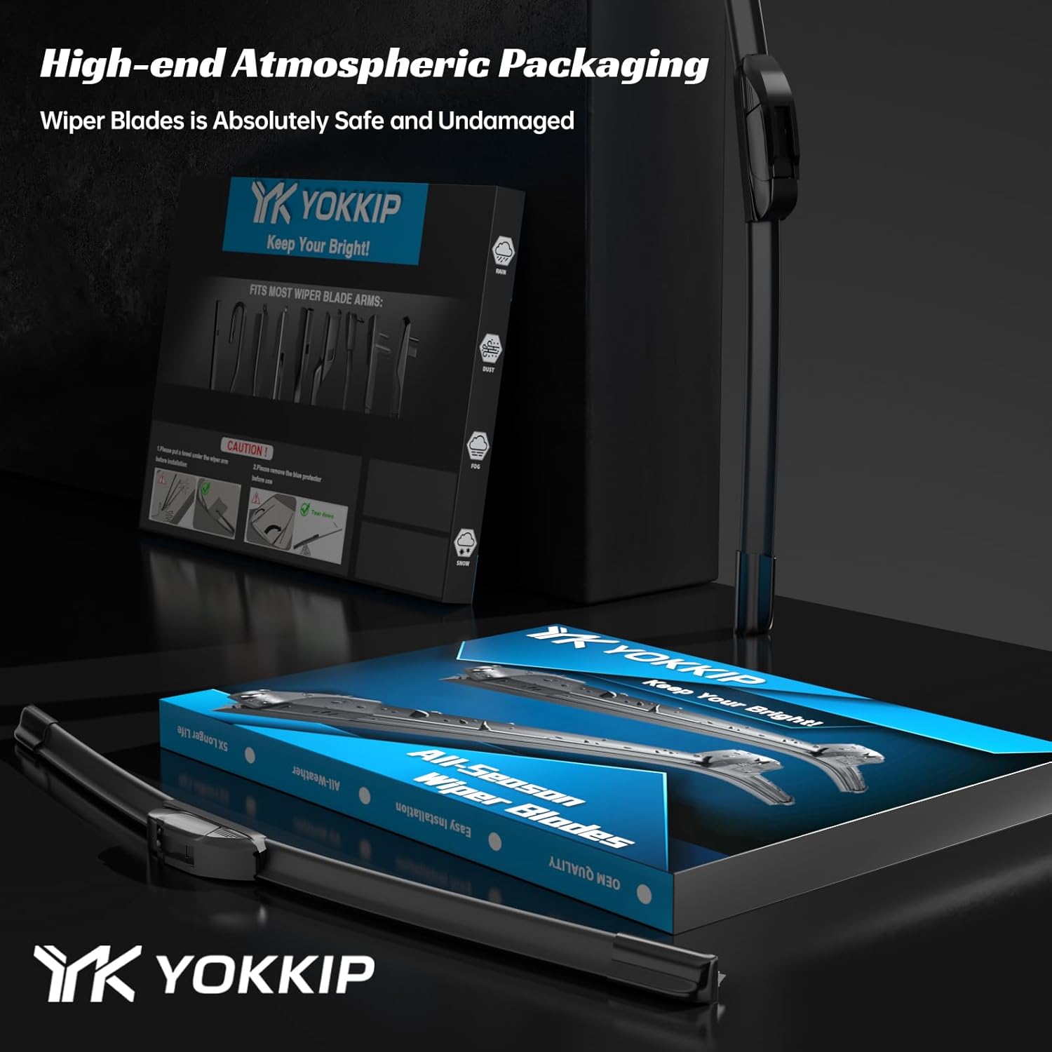 YOKKIP Juego de 2 limpiaparabrisas delantero de 20 + 20 pulgadas, calidad de fabricante original, para todas las estaciones, duradero, estable y