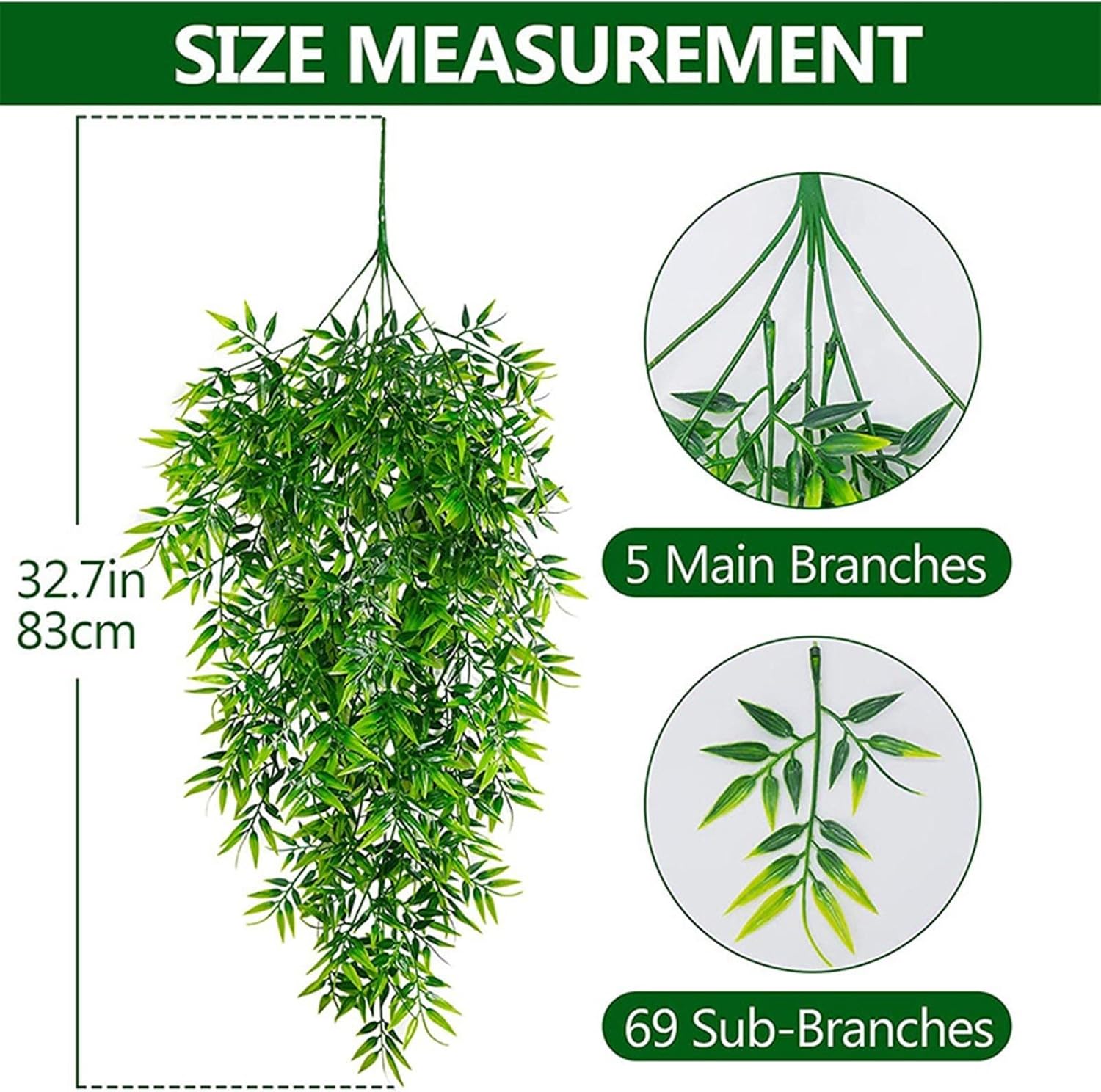 4 plantas artificiales colgantes de hiedra, helechos falsos, hojas de vid sintética, ratán para pared, interiores, cestas colgantes de boda, fiesta,