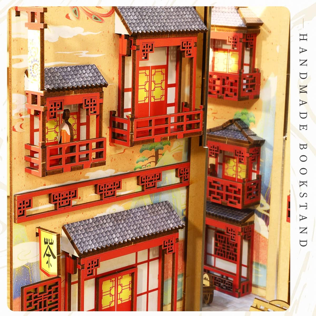 Kit de bricolaje en miniatura para rincón de libros, rompecabezas de madera 3D, decoración con sensor de luz, kit de modelo de casa de muñecas,