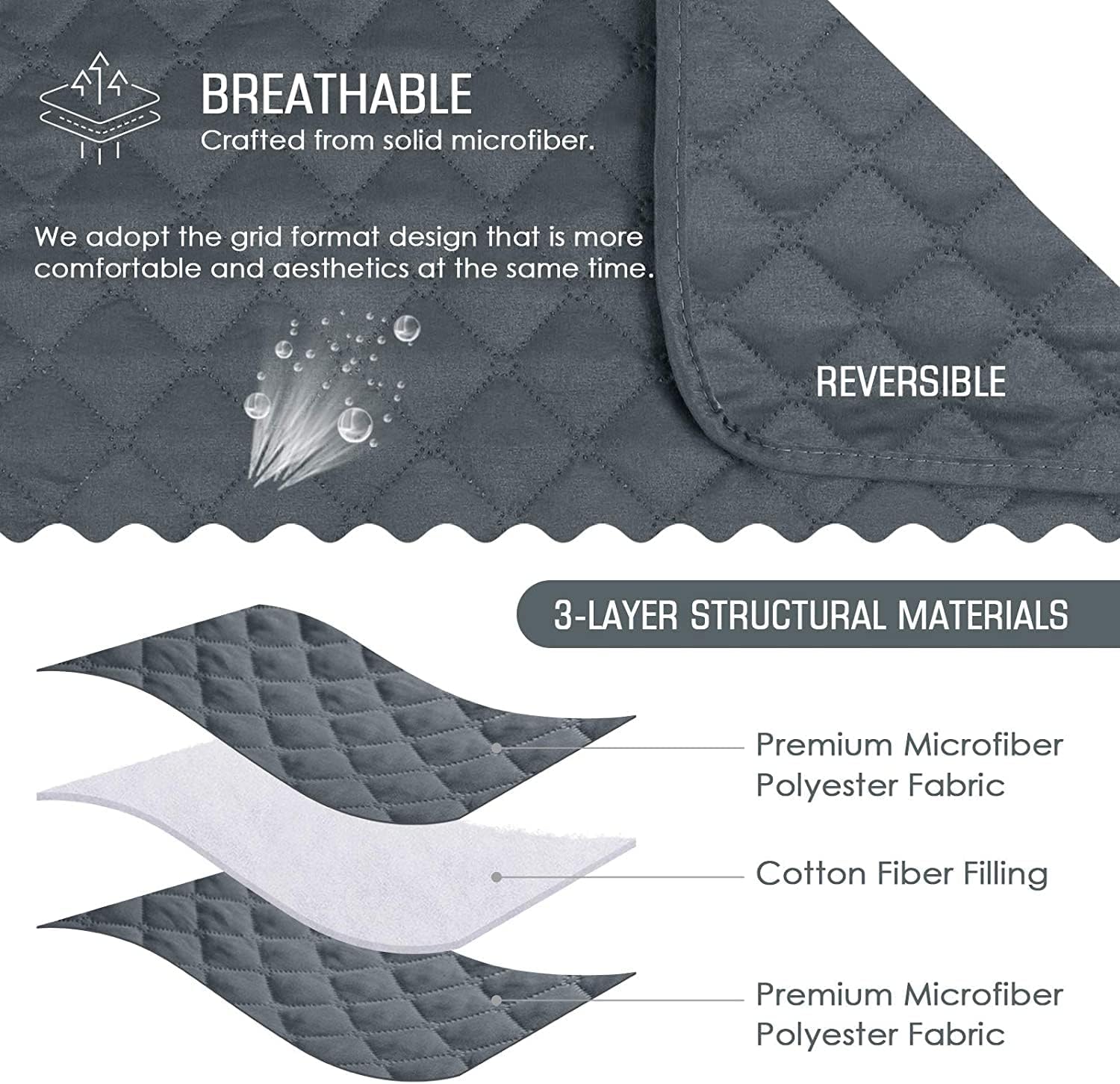 Funda para sofá en forma de L, reversible, para sofá seccional, para decoración del hogar (gris claro)