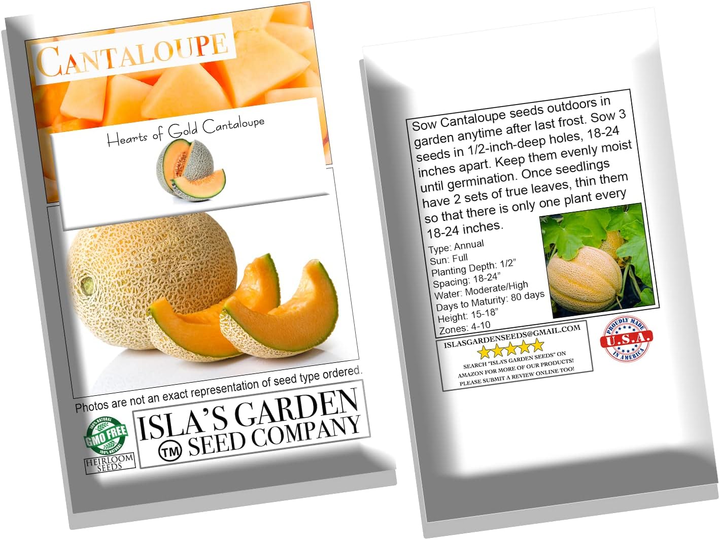 Semillas de melón “Hearts of Gold” para plantar, más de 50 semillas de reliquia por paquete, semillas de jardín de Isla (semillas de jardín de