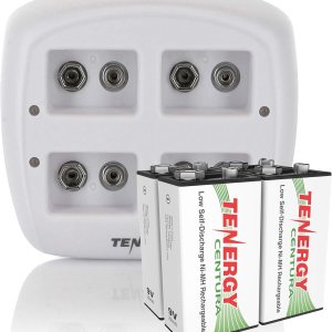 Tenergy TN136 9V Cargador de batería 4 ranuras con 200mAh Centura (LSD) 4 unids NiMH baterías recargables 9V para sistema de alarma detector de humo Tenergy TN136 9V Cargador de batería 4 ranuras con 200mAh Centura (LSD) 4 unids NiMH baterías recargables 9V para sistema de alarma detector de humo