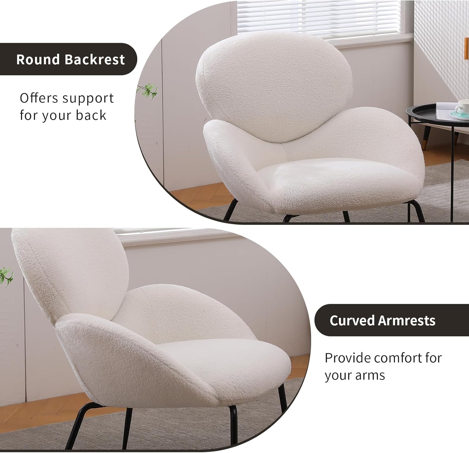 NIOIIKIT Silla decorativa moderna, silla de comedor tapizada con patas de metal negro, cómoda y bonita silla de tocador, sillón individual de ocio