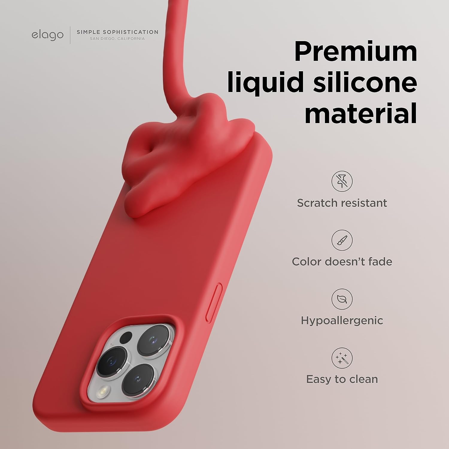 elago Compatible con iPhone 15 Pro Max, funda de silicona líquida, funda protectora de cuerpo completo, a prueba de golpes, funda delgada para