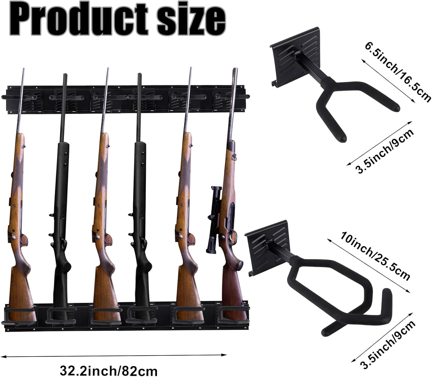 LUTER Bastidores de acero pesado para armas de interior, soporte de carga de 180 libras, estante de metal negro ajustable para armas de alta