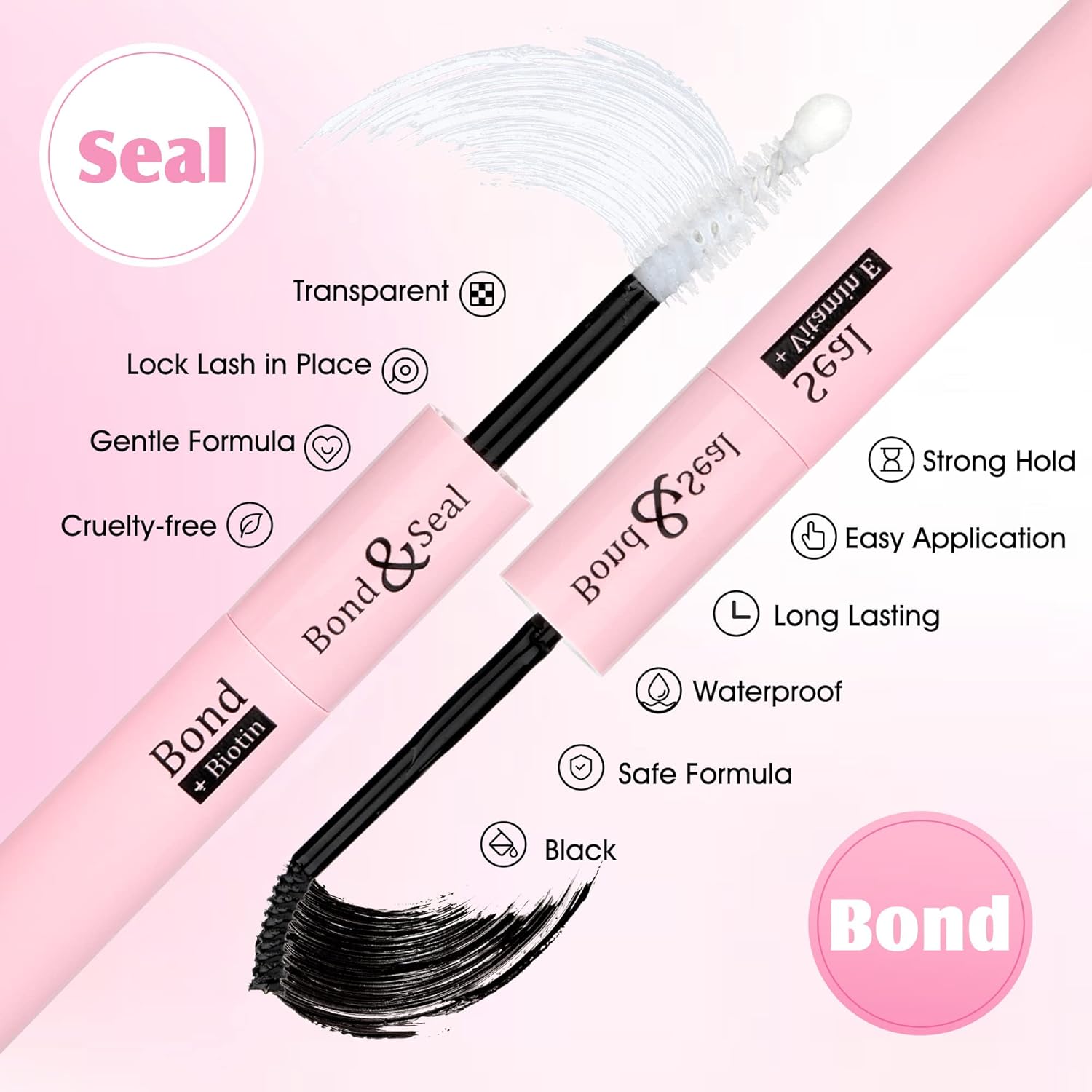 Yawamica – Pegamento de pestañas Bond and Seal para extensiones de pestañas, pegamento de pestañas en racimo para extensiones de pestañas de larga