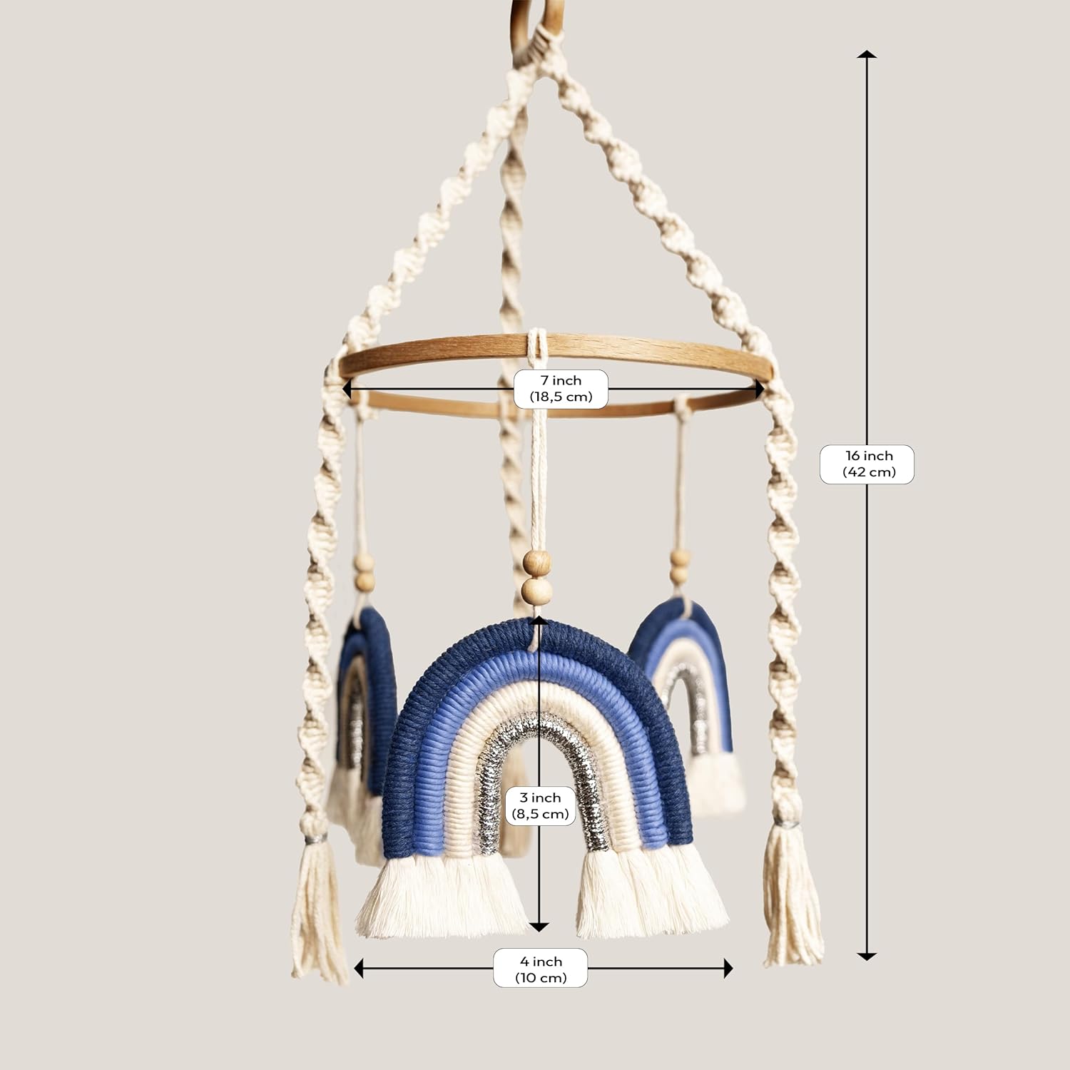 Móvil de cuna para niños, móvil de bebé arcoíris, móvil hecho a mano para cuna, móvil de macramé para cuna, móvil de cuna de bebé bohemio, móvil de