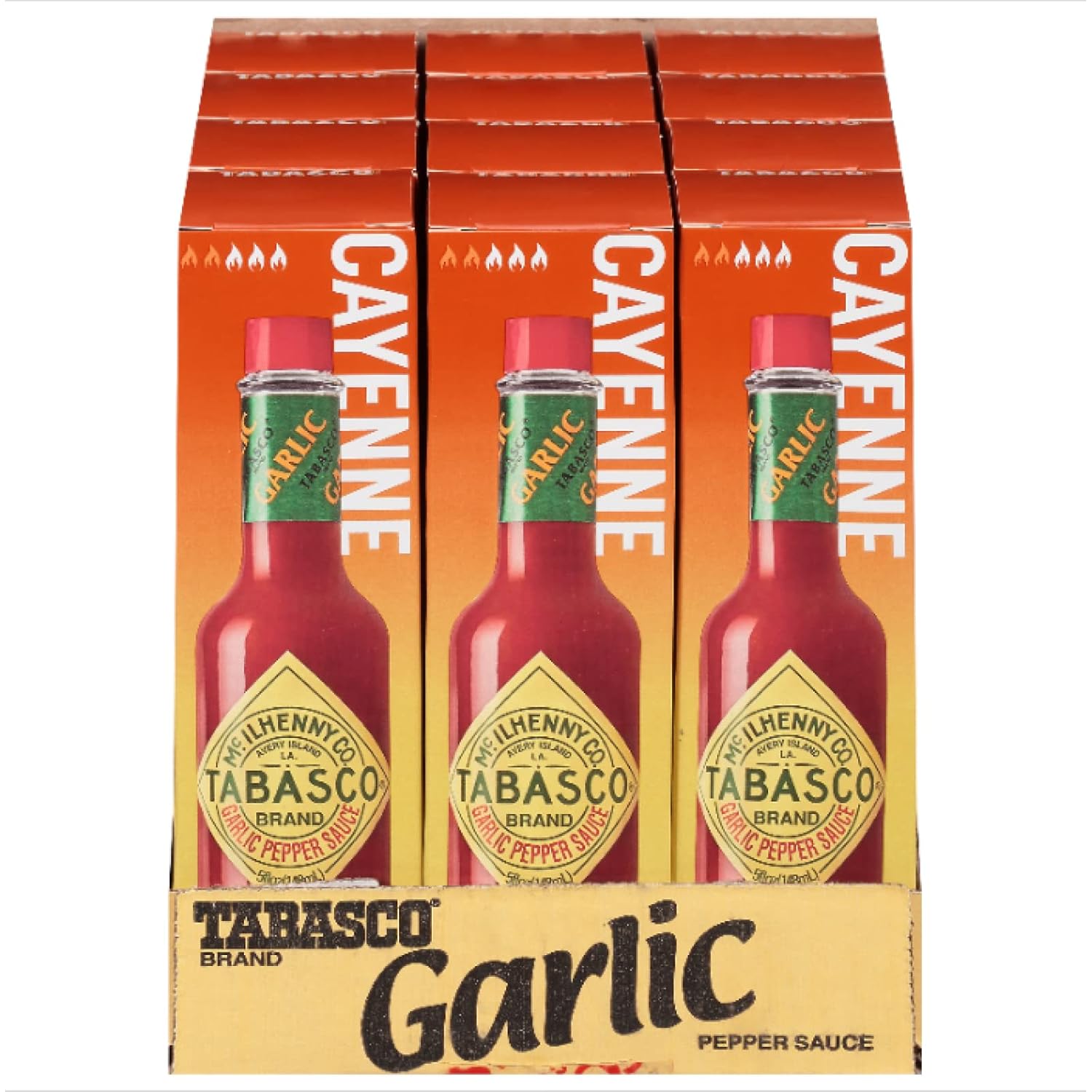 TABASCO Brand Cayenne – Salsa de pimienta y ajo, 5 onzas (paquete de 12)